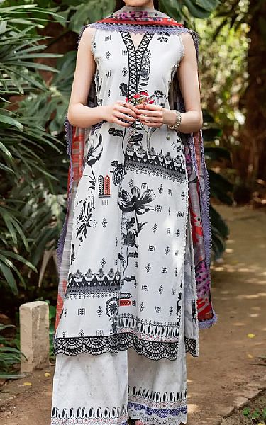 Asifa N Nabeel Off White/Black Lawn Suit | Pakistani Lawn Dress in USA- Image 1