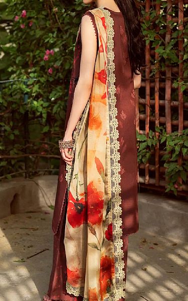 Asifa N Nabeel Sanguine Brown Lawn Suit | Pakistani Lawn Dress in USA- Image 2