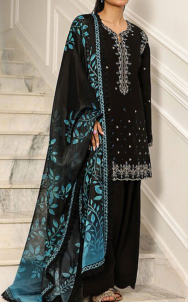 Asim Jofa Black Cambric Suit | Pakistani Lawn Dress in USA- Image 1