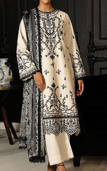 Asim Jofa Off-white Cambric Suit | Pakistani Lawn Dress in USA- Image 1