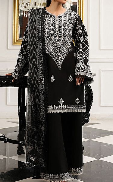 Asim Jofa Black Cambric Suit | Pakistani Lawn Dress in USA- Image 1