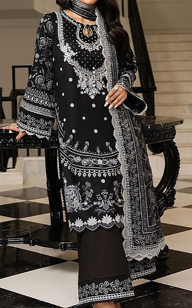 Asim Jofa Black Cambric Suit | Pakistani Lawn Dress in USA- Image 1