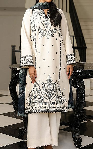 Asim Jofa Off-white Cambric Suit | Pakistani Lawn Dress in USA- Image 1