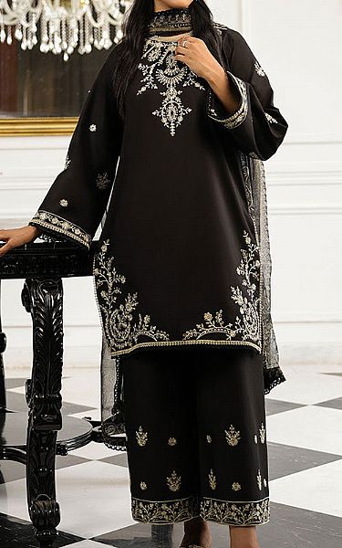 Asim Jofa Black Cambric Suit | Pakistani Lawn Dress in USA- Image 1