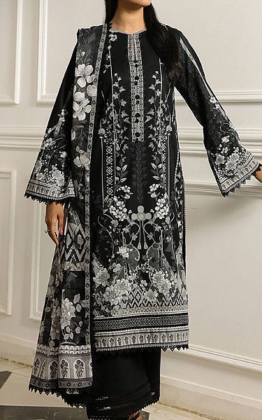 Asim Jofa Black Lawn Suit | Pakistani Lawn Dress in USA- Image 1