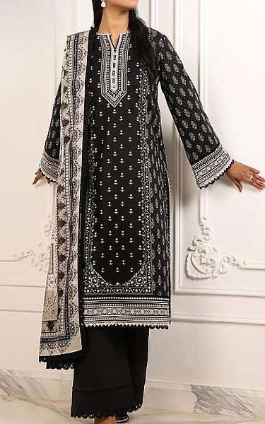 Asim Jofa Black Lawn Suit | Pakistani Lawn Dress in USA- Image 1