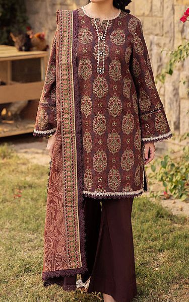 Asim Jofa Seal Brown Lawn Suit | Pakistani Lawn Dress in USA- Image 1