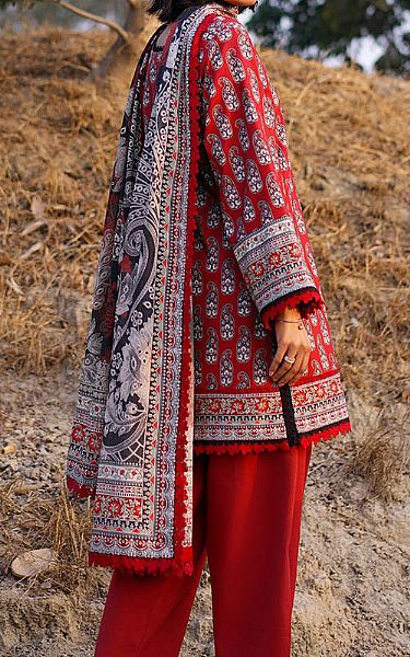 Asim Jofa Scarlet Lawn Suit | Pakistani Lawn Dress in USA- Image 2