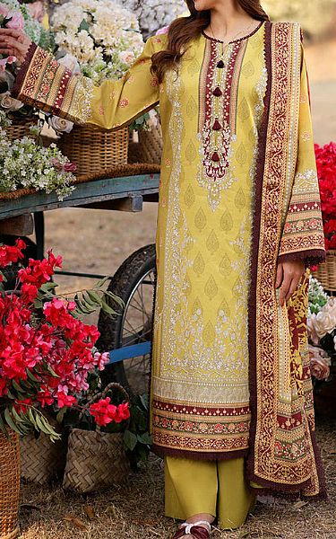 Asim Jofa Lime Green Lawn Suit | Pakistani Lawn Dress in USA- Image 1