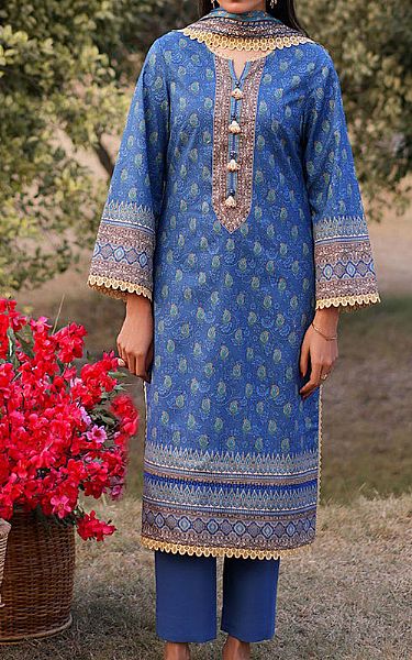 Asim Jofa Bright Blue Lawn Suit | Pakistani Lawn Dress in USA- Image 1
