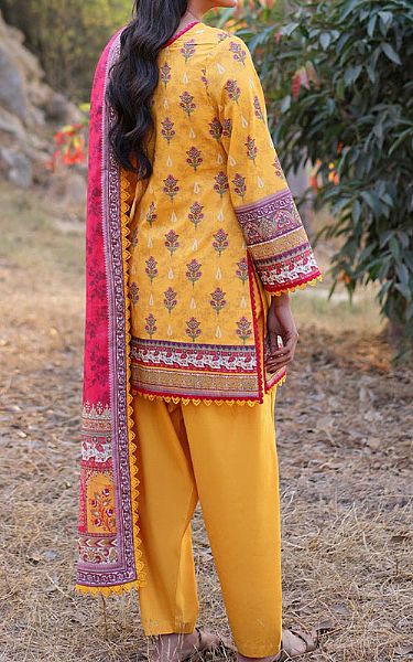 Asim Jofa Gold Yellow Lawn Suit | Pakistani Lawn Dress in USA- Image 2