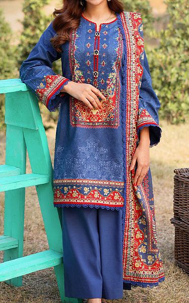 Asim Jofa Blue Lawn Suit | Pakistani Lawn Dress in USA- Image 1