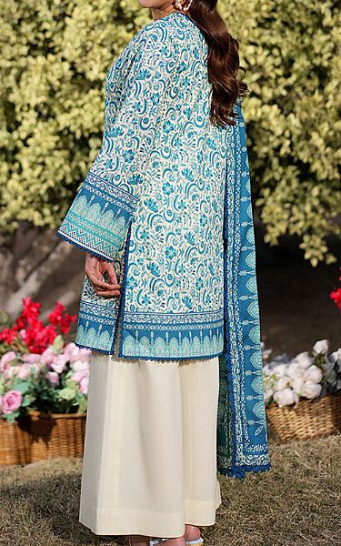 Asim Jofa Turquoise/White Lawn Suit | Pakistani Lawn Dress in USA- Image 2