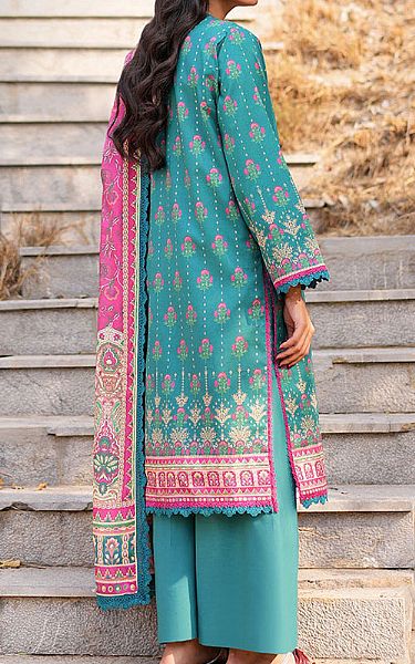 Asim Jofa Dark Turquoise Lawn Suit | Pakistani Lawn Dress in USA- Image 2