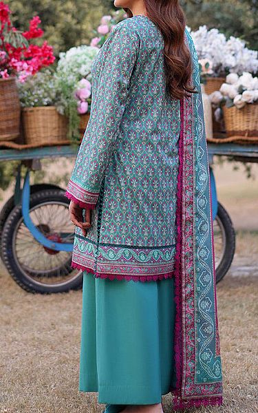 Asim Jofa Turquoise Lawn Suit | Pakistani Lawn Dress in USA- Image 2