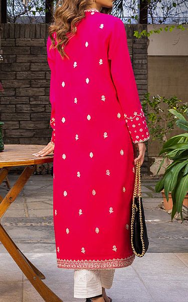 Asim Jofa Hot Pink Jacquard Kurti | Pakistani Lawn Suits- Image 2