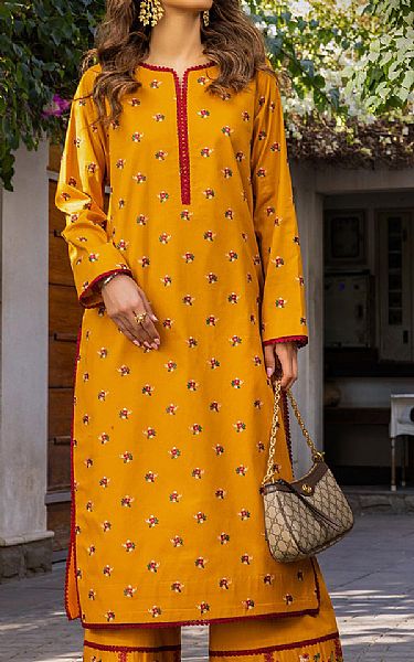 Asim Jofa Mustard Cambric Suit (2 Pcs) | Pakistani Lawn Suits- Image 1