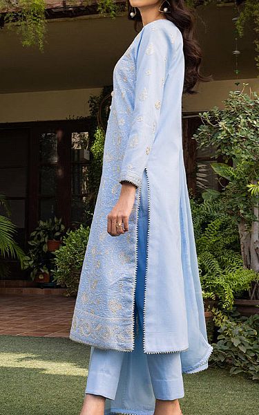 Asim Jofa Baby Blue Cambric Suit | Pakistani Lawn Suits- Image 2