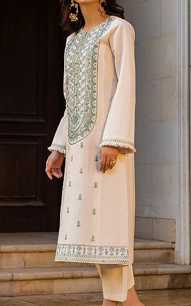 Asim Jofa Ivory Cambric Suit (2 Pcs) | Pakistani Lawn Suits- Image 2