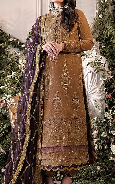 Asim Jofa Fawn Velvet Suit | Pakistani Dresses in USA- Image 1
