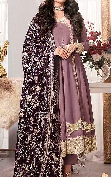 Asim Jofa Tea Rose Chiffon Suit | Pakistani Embroidered Chiffon Dresses- Image 1