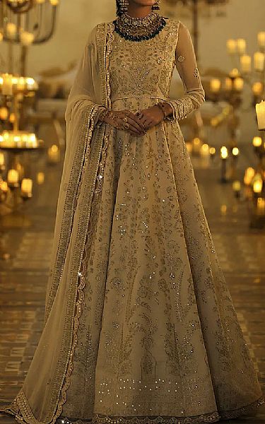 Ivory Chiffon Suit | Asim Jofa Pakistani Chiffon Dresses