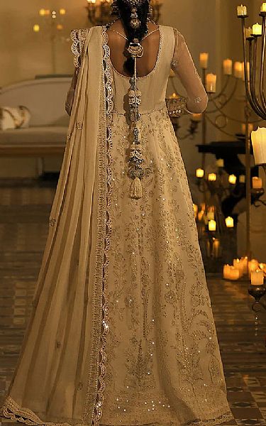 Ivory Chiffon Suit | Asim Jofa Pakistani Chiffon Dresses