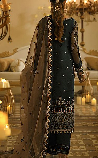 Charcoal Organza Suit | Asim Jofa Pakistani Chiffon Dresses