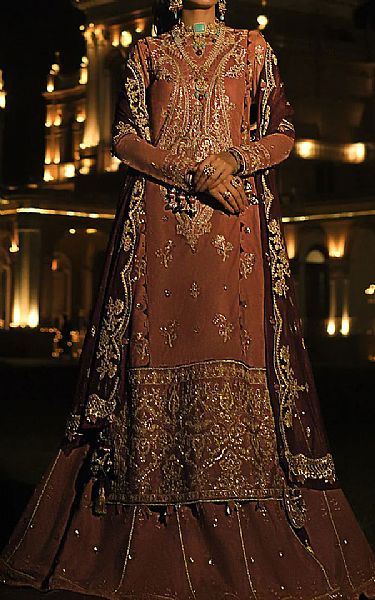 Coral Net Suit | Asim Jofa Pakistani Chiffon Dresses
