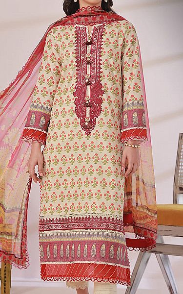 Asim Jofa Off-white Cambric Suit | Pakistani Lawn Suits- Image 1
