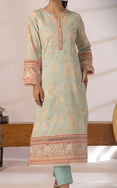Asim Jofa Sky Blue Cambric Kurti | Pakistani Lawn Suits- Image 1