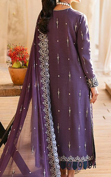 Asim Jofa English Violet Silk Suit | Pakistani Embroidered Chiffon Dresses- Image 2