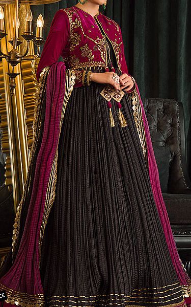 Asim Jofa Black Velvet Suit | Pakistani Dresses in USA- Image 1