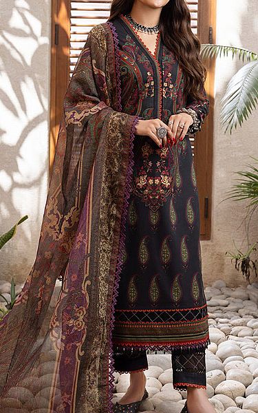 Asim Jofa Midnight Blue Cotton Suit | Pakistani Winter Dresses- Image 1