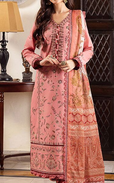 Asim Jofa Tea Pink Cotton Suit | Pakistani Winter Dresses- Image 1
