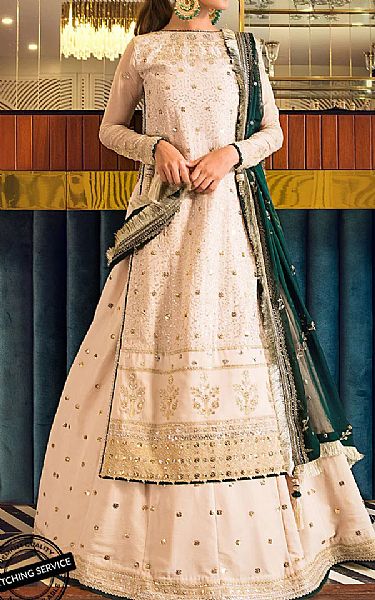 Asim Jofa Ivory Chiffon Suit | Pakistani Wedding Dresses- Image 1
