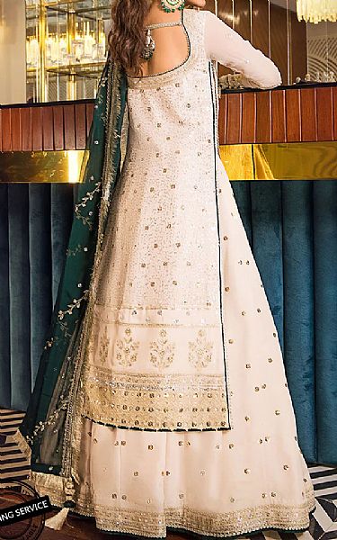 Asim Jofa Ivory Chiffon Suit | Pakistani Wedding Dresses- Image 2