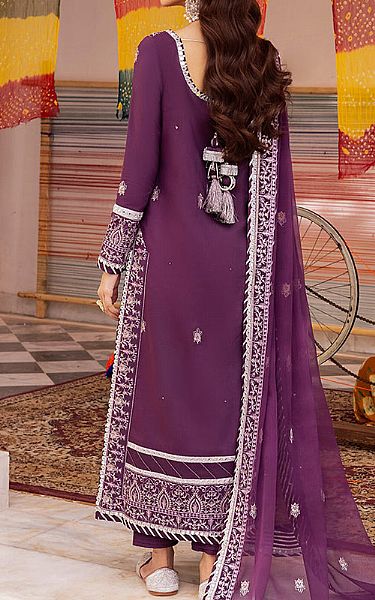 Asim Jofa Purple Lawn Silk Suit | Pakistani Lawn Suits- Image 2