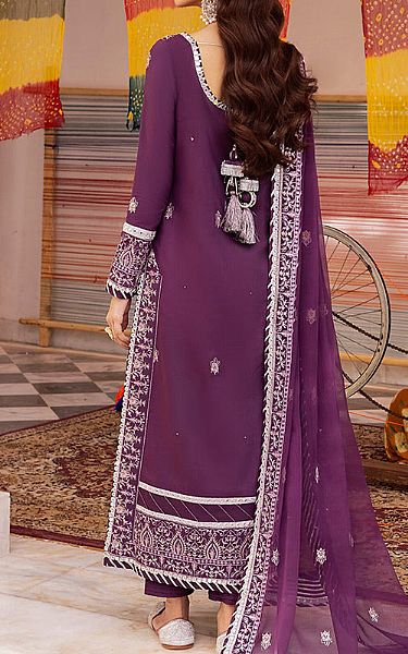 Asim Jofa Purple Lawn Silk Suit | Pakistani Lawn Dress in USA- Image 2