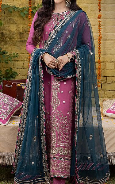 Asim Jofa Shocking Pink Cotton Silk Suit | Pakistani Lawn Suits- Image 1