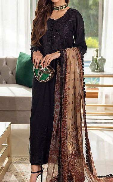 Asim Jofa Black Lawn Suit | Pakistani Dresses in USA- Image 1