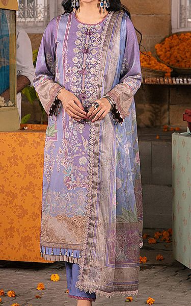 Asim Jofa Purple Dobby Suit | Pakistani Lawn Suits- Image 1