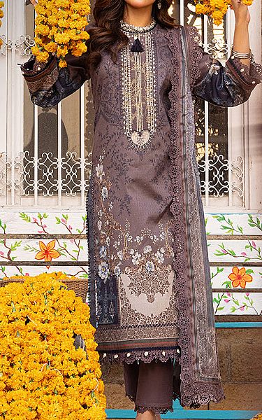 Asim Jofa English Violet Jacquard Suit | Pakistani Lawn Suits- Image 1