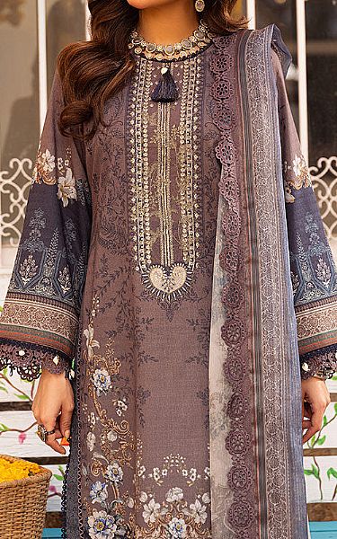 Asim Jofa English Violet Jacquard Suit | Pakistani Lawn Suits- Image 2