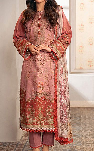 Asim Jofa Tea Pink Jacquard Suit | Pakistani Lawn Suits- Image 1