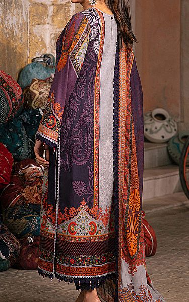 Asim Jofa Indigo/Orange Jacquard Suit | Pakistani Lawn Suits- Image 2