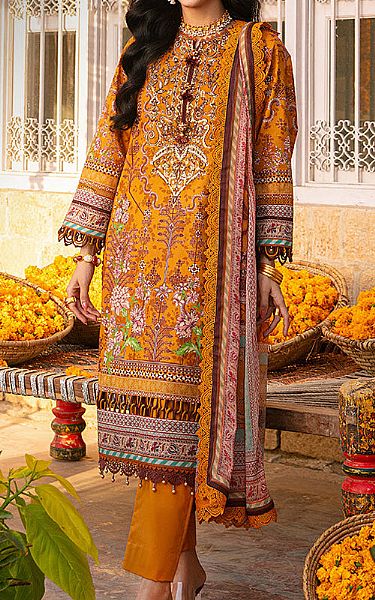Asim Jofa Mustard Lawn Suit | Pakistani Lawn Suits- Image 1