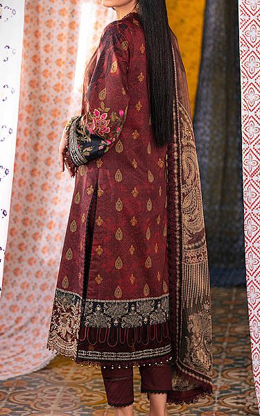 Asim Jofa Burgundy Lawn Suit | Pakistani Lawn Suits- Image 2