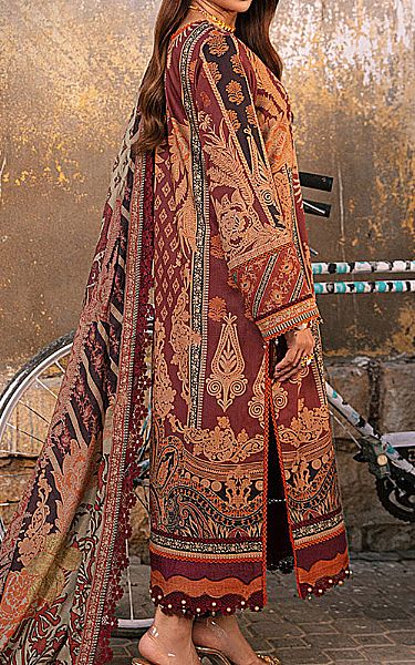 Asim Jofa Wine Berry Lawn Suit | Pakistani Lawn Suits- Image 2