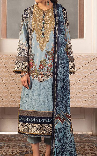 Asim Jofa Baby Blue Lawn Suit | Pakistani Lawn Suits- Image 1
